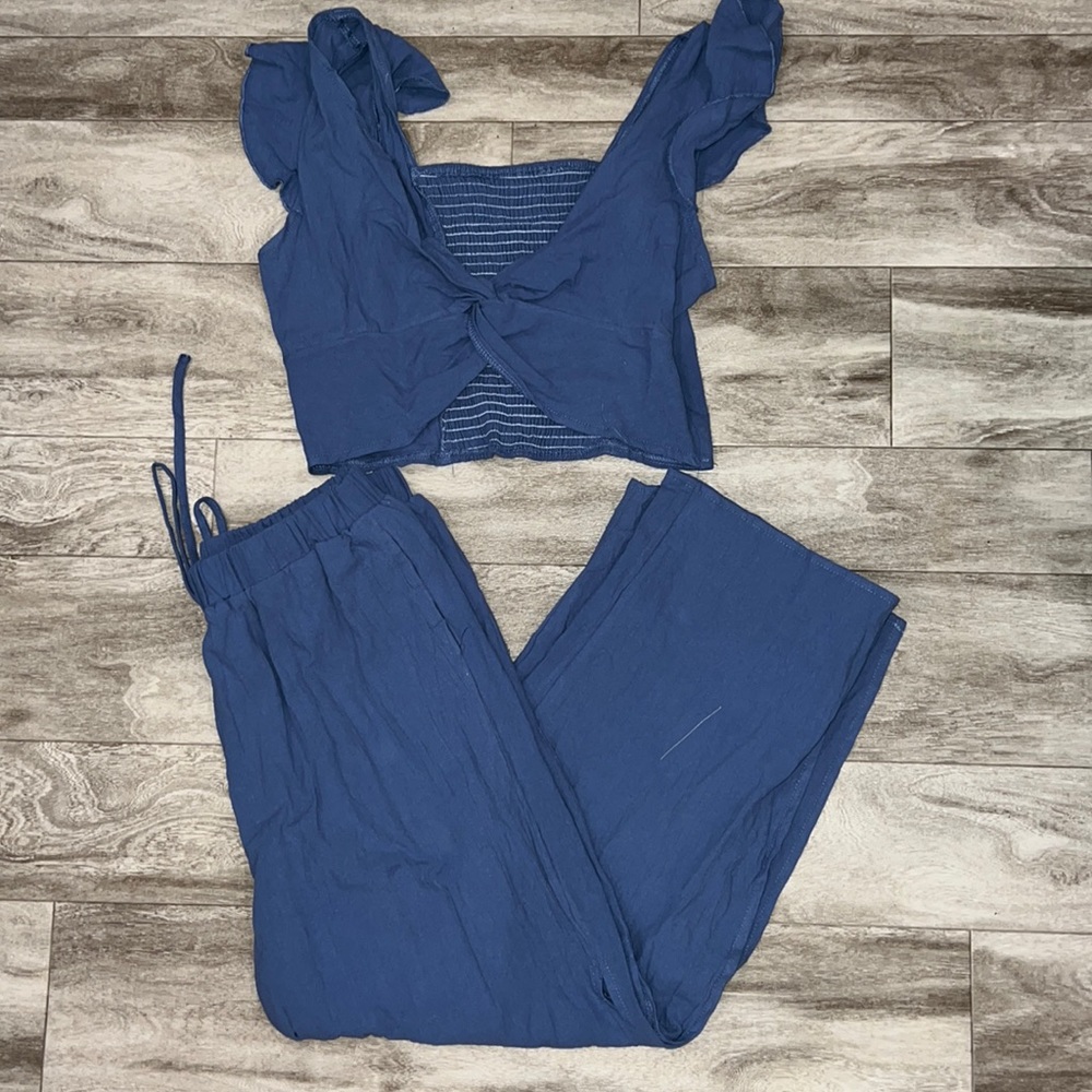 SHEIN Ruffle Trim Twist Top and Pant